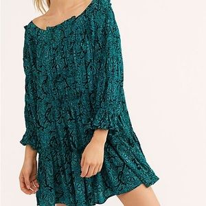 Free People See Y’a There Mini Dress- Teal Combo- XS